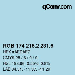 カラーコード: RGB 174 218.2 231.6 | qconv.com