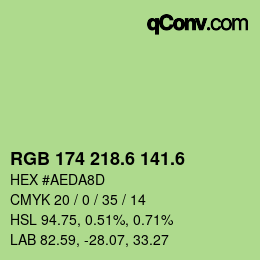 カラーコード: RGB 174 218.6 141.6 | qconv.com