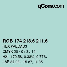 カラーコード: RGB 174 218.6 211.6 | qconv.com