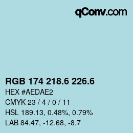 カラーコード: RGB 174 218.6 226.6 | qconv.com