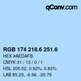 カラーコード: RGB 174 218.6 251.6 | qconv.com