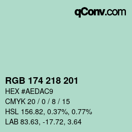カラーコード: RGB 174 218 201 | qconv.com