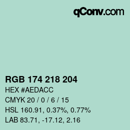 カラーコード: RGB 174 218 204 | qconv.com