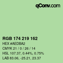 Color code: RGB 174 219 162 | qconv.com