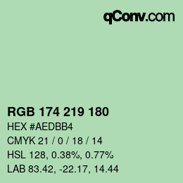Código de color: RGB 174 219 180 | qconv.com