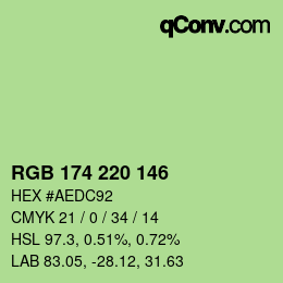 Color code: RGB 174 220 146 | qconv.com