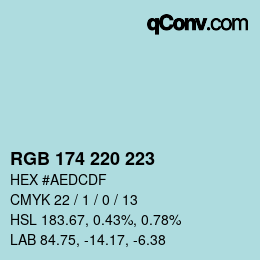 Color code: RGB 174 220 223 | qconv.com