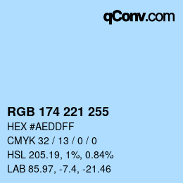 Color code: RGB 174 221 255 | qconv.com