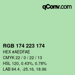 Color code: RGB 174 223 174 | qconv.com