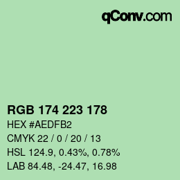 Color code: RGB 174 223 178 | qconv.com