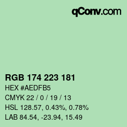 Color code: RGB 174 223 181 | qconv.com