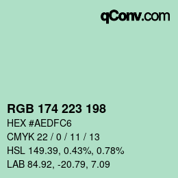 Color code: RGB 174 223 198 | qconv.com