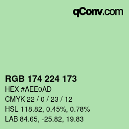 Código de color: RGB 174 224 173 | qconv.com