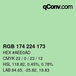 Code couleur: RGB 174 224 173 | qconv.com