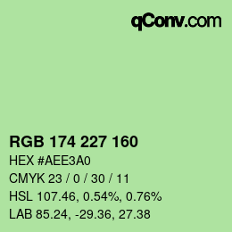 Color code: RGB 174 227 160 | qconv.com