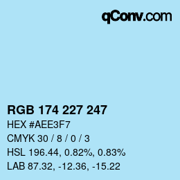 Color code: RGB 174 227 247 | qconv.com