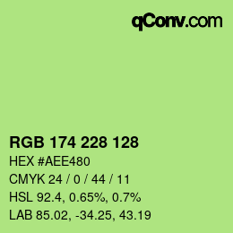 カラーコード: RGB 174 228 128 | qconv.com