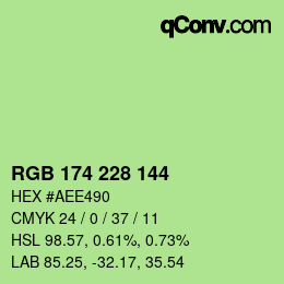 Color code: RGB 174 228 144 | qconv.com