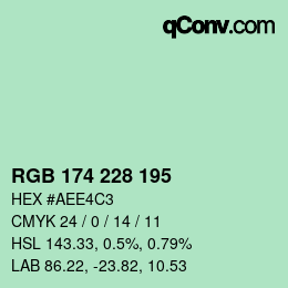 カラーコード: RGB 174 228 195 | qconv.com