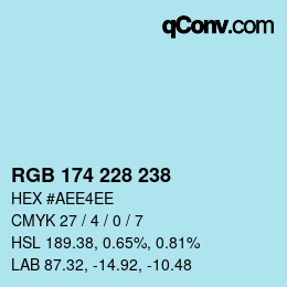 Color code: RGB 174 228 238 | qconv.com