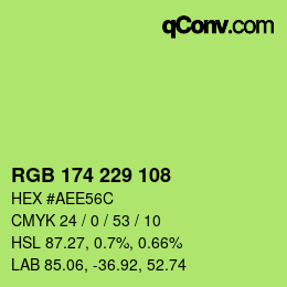 Color code: RGB 174 229 108 | qconv.com