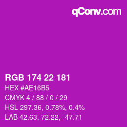 Color code: RGB 174 22 181 | qconv.com