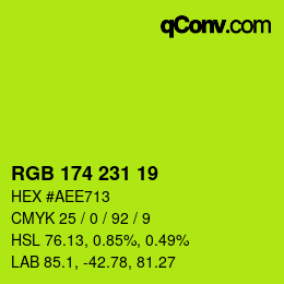 カラーコード: RGB 174 231 19 | qconv.com