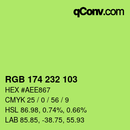 Color code: RGB 174 232 103 | qconv.com