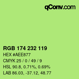 Color code: RGB 174 232 119 | qconv.com