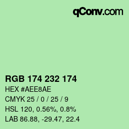 カラーコード: RGB 174 232 174 | qconv.com