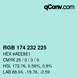 颜色代码: RGB 174 232 225 | qconv.com