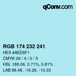 Color code: RGB 174 232 241 | qconv.com