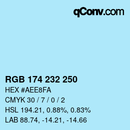 Color code: RGB 174 232 250 | qconv.com