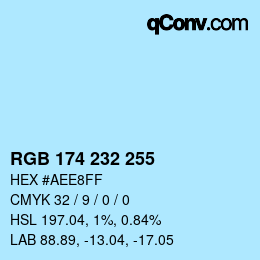 Color code: RGB 174 232 255 | qconv.com