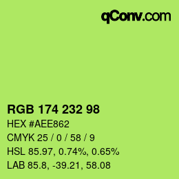 Color code: RGB 174 232 98 | qconv.com