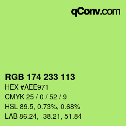 Color code: RGB 174 233 113 | qconv.com