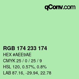 Color code: RGB 174 233 174 | qconv.com