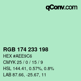 Color code: RGB 174 233 198 | qconv.com