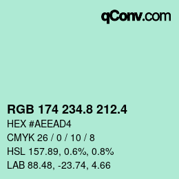 カラーコード: RGB 174 234.8 212.4 | qconv.com