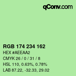 Color code: RGB 174 234 162 | qconv.com