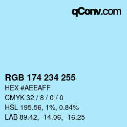 Color code: RGB 174 234 255 | qconv.com