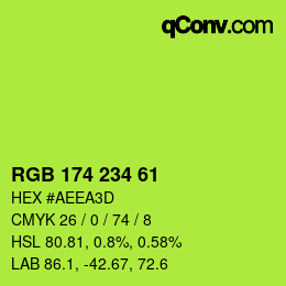 カラーコード: RGB 174 234 61 | qconv.com