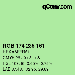 Color code: RGB 174 235 161 | qconv.com