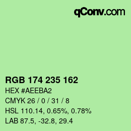 Color code: RGB 174 235 162 | qconv.com