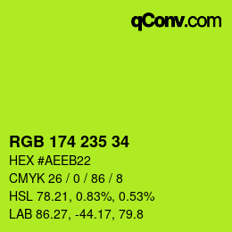 Color code: RGB 174 235 34 | qconv.com
