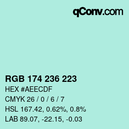 颜色代码: RGB 174 236 223 | qconv.com