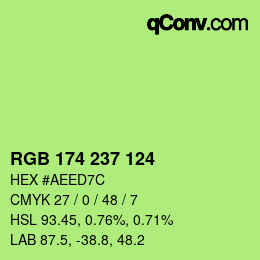 Color code: RGB 174 237 124 | qconv.com