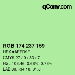 Color code: RGB 174 237 159 | qconv.com