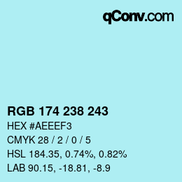 Color code: RGB 174 238 243 | qconv.com