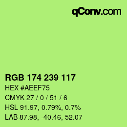 Color code: RGB 174 239 117 | qconv.com